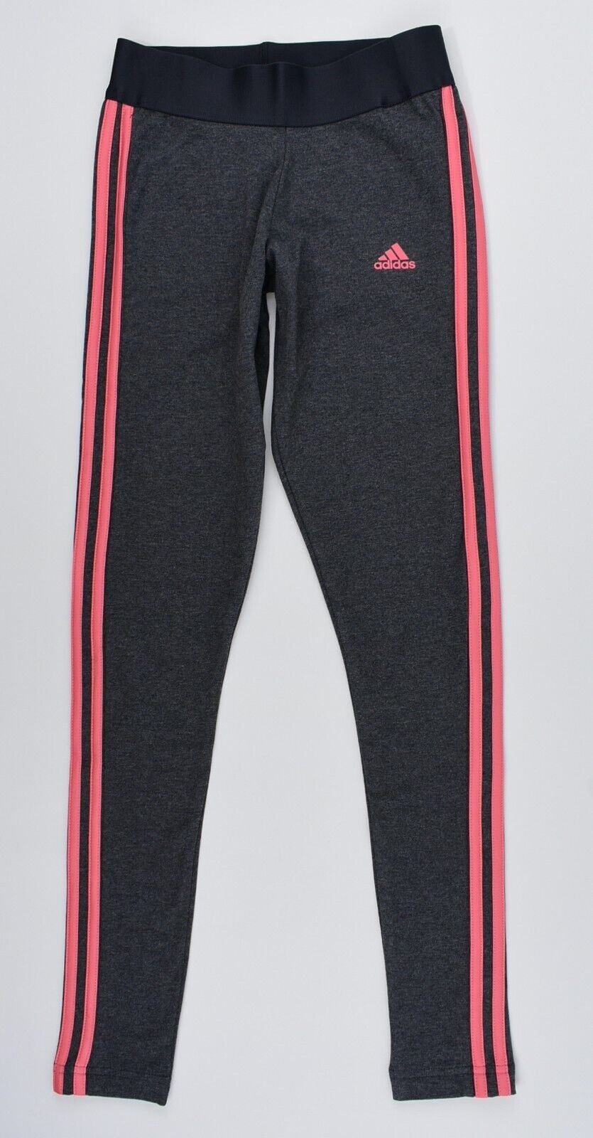 ADIDAS Women's 3 Stripes Cotton Leggings, Dark Grey/Pink, size XS (UK 4-6)