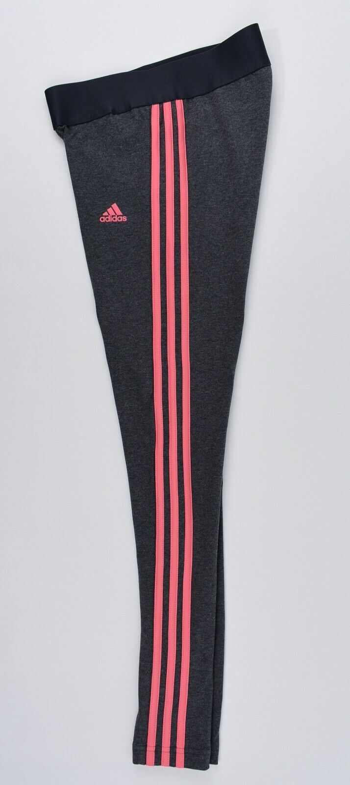 ADIDAS Women's 3 Stripes Cotton Leggings, Dark Grey/Pink, size XS (UK 4-6)