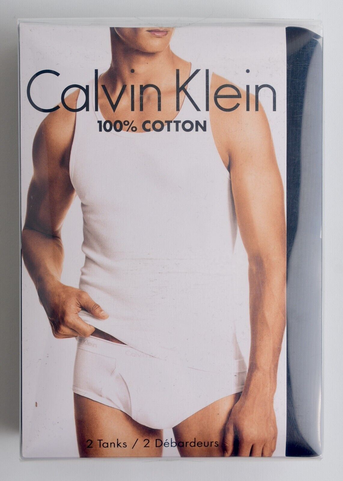 CALVIN KLEIN Men's 2-Pack Black Tank Tops, 100% Cotton, Vests, size S