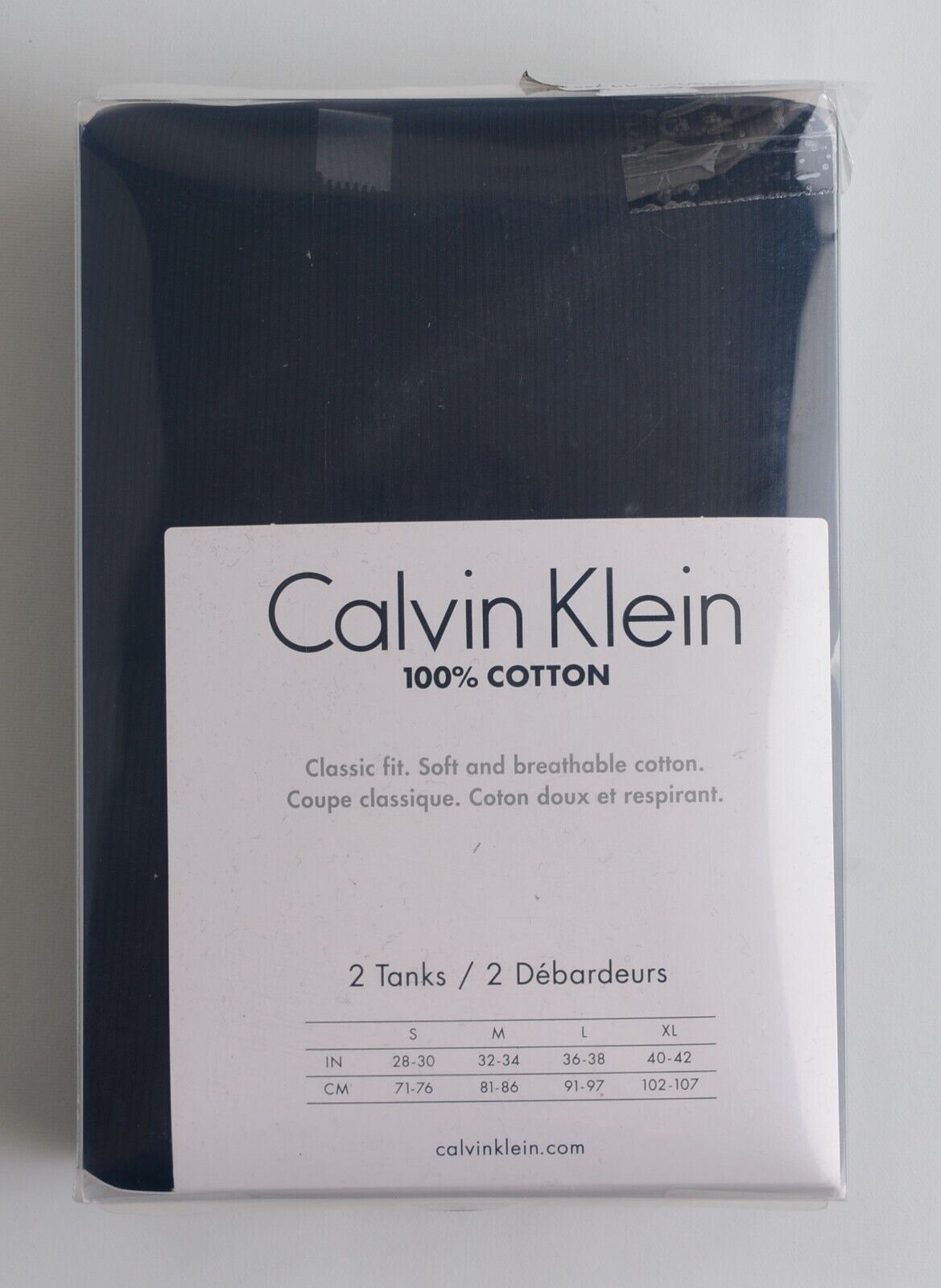 CALVIN KLEIN Men's 2-Pack Black Tank Tops, 100% Cotton, Vests, size S