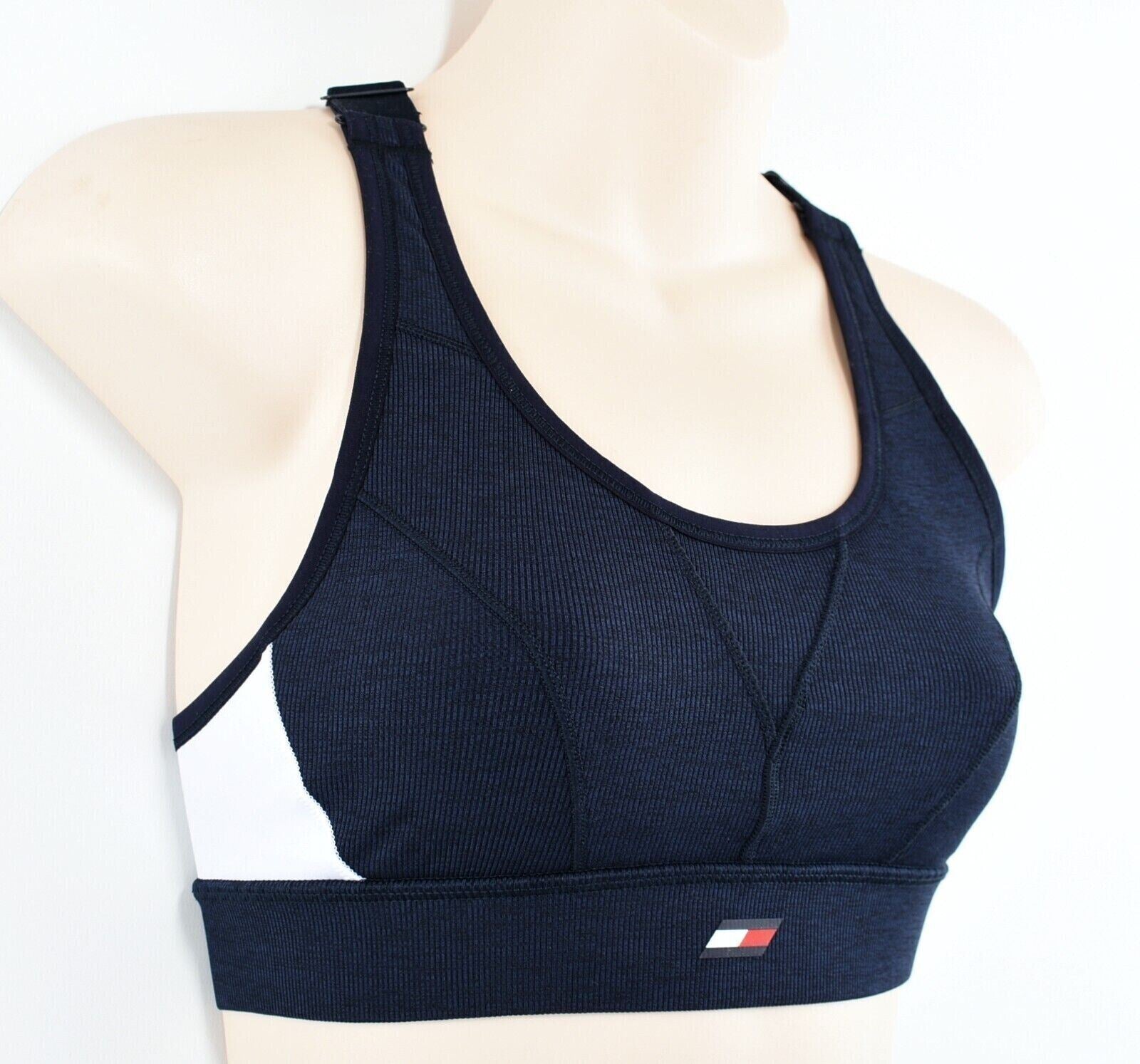 TOMMY HILFIGER Women's High Support Racerback Sports Bra, Blue, size M (UK 12)