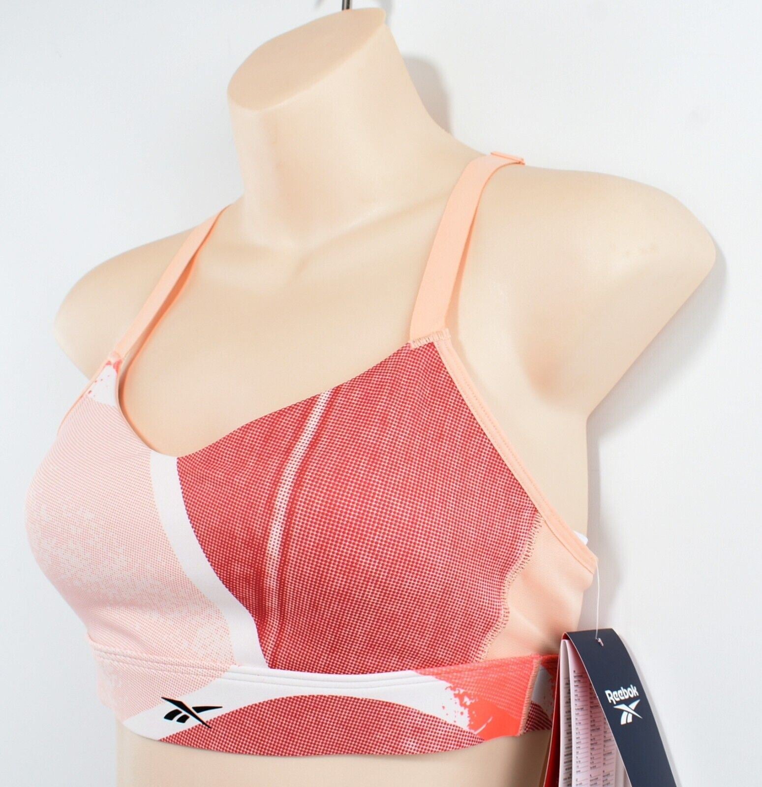 REEBOK Women's STUDIO LUX STRAPPY Sports Bra, Orange Flare size L (UK 16-18)