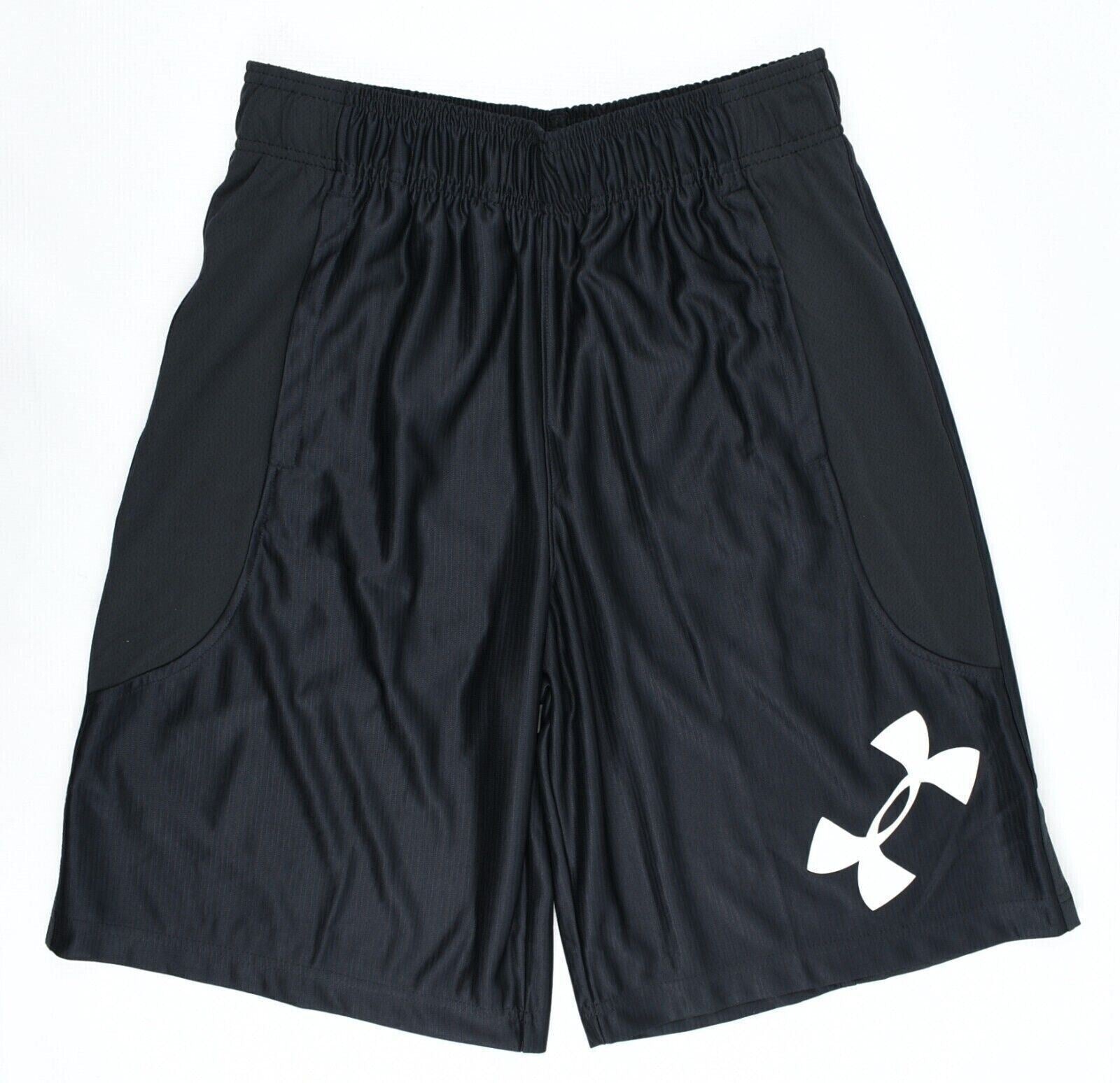 UNDER ARMOUR Men's Perimeter Shorts, Loose Fit, Black/White Logo, size S
