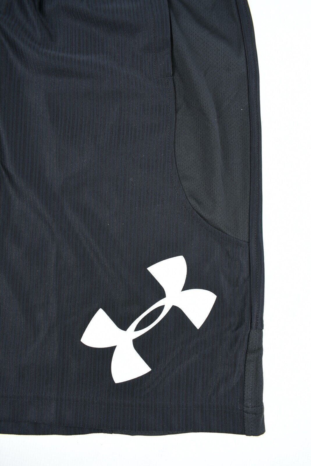 UNDER ARMOUR Men's Perimeter Shorts, Loose Fit, Black/White Logo, size S