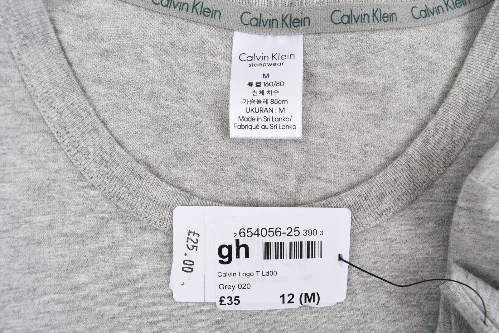 CALVIN KLEIN Women's Lounging / Sleepwear T-shirt, Grey Heather, size M (UK 12)