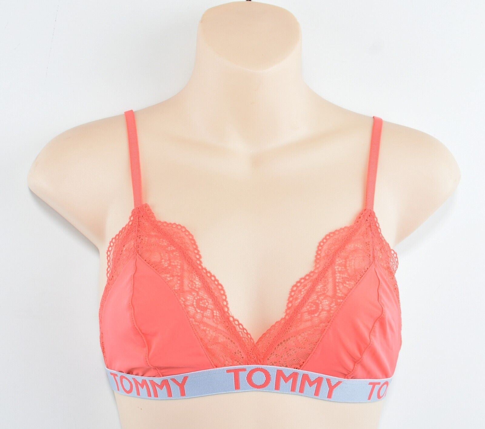 TOMMY HILFIGER Women's Triangle Lace Bra, Sugar Coral, size M /UK 12