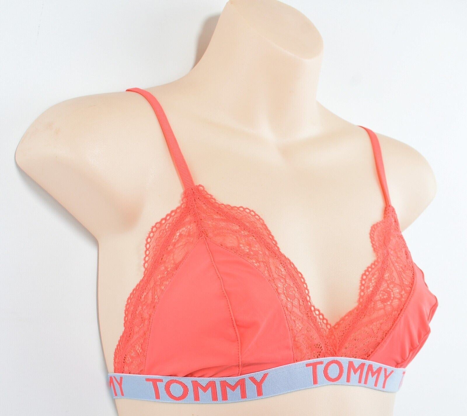 TOMMY HILFIGER Women's Triangle Lace Bra, Sugar Coral, size M /UK 12