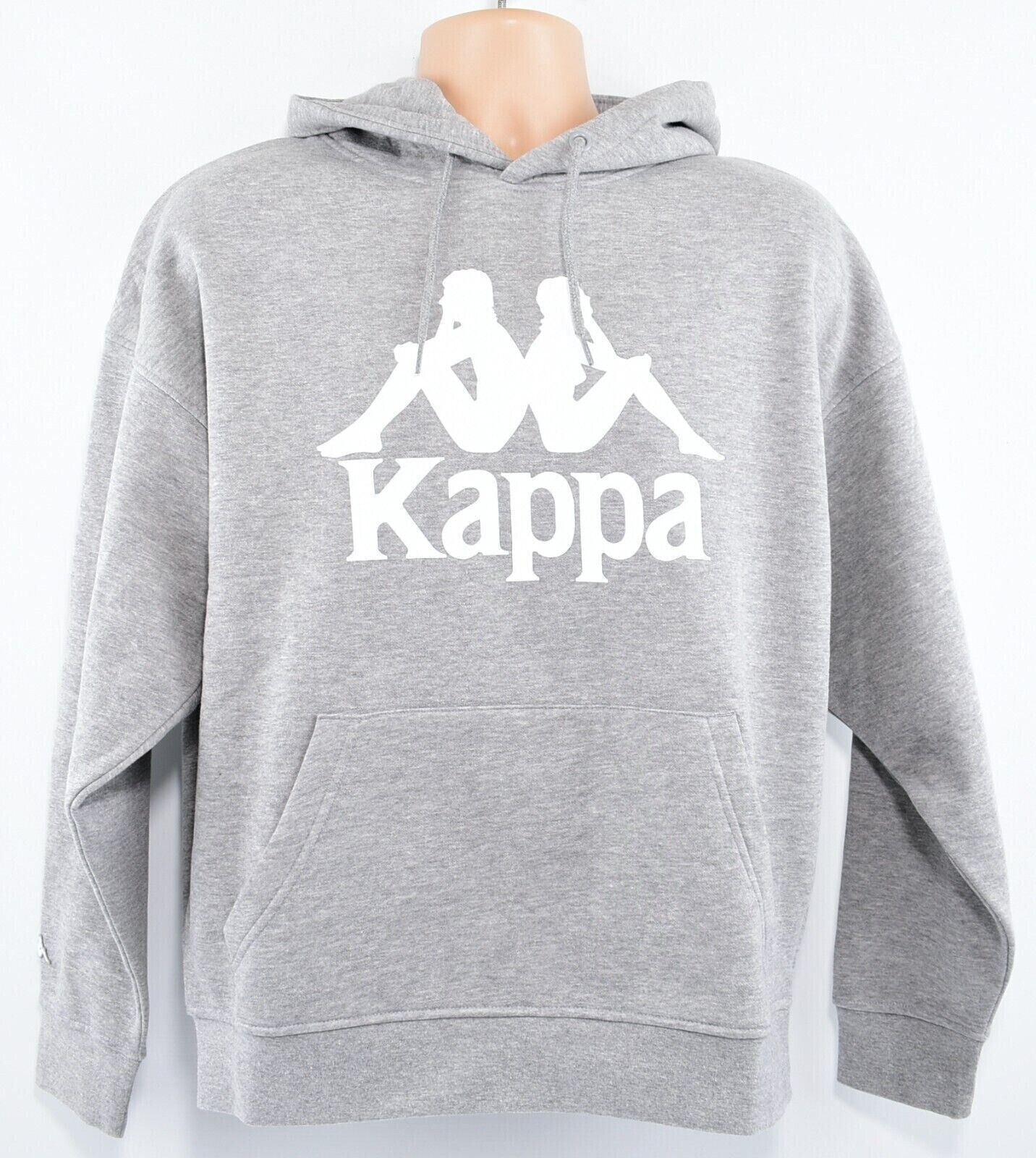 KAPPA Men's Oversized Hooded Sweatshirt, Hoodie, Grey Heather/White Logo, size L
