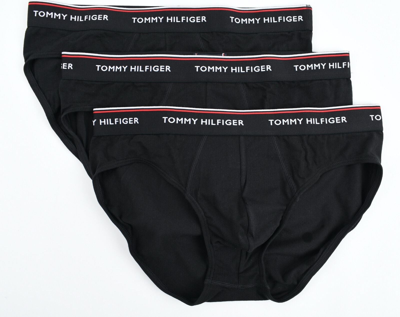 TOMMY HILFIGER Underwear: Men's 3-Pack Cotton Stretch Briefs, Black, size SMALL