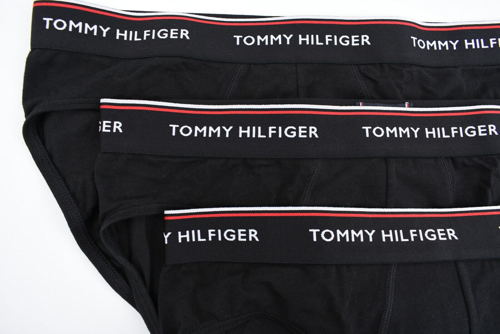 TOMMY HILFIGER Underwear: Men's 3-Pack Cotton Stretch Briefs, Black, size SMALL