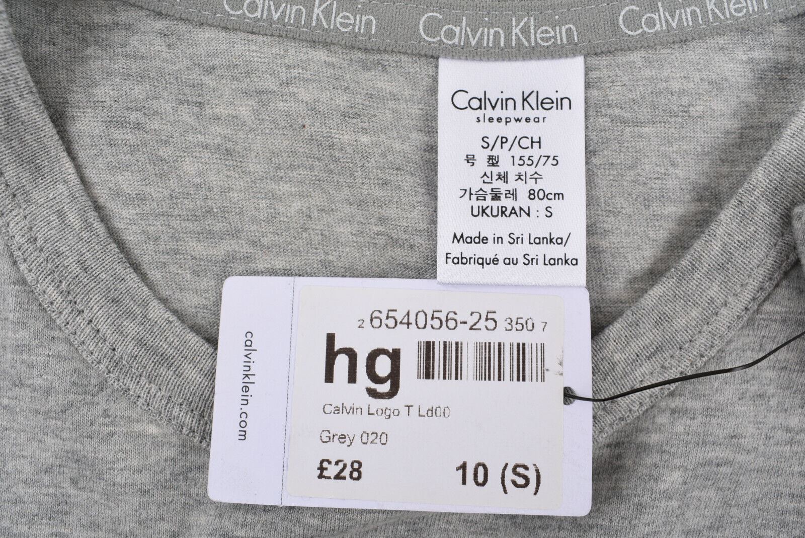 CALVIN KLEIN Women's Lounging / Sleepwear T-shirt, Grey Heather, size S /UK 10