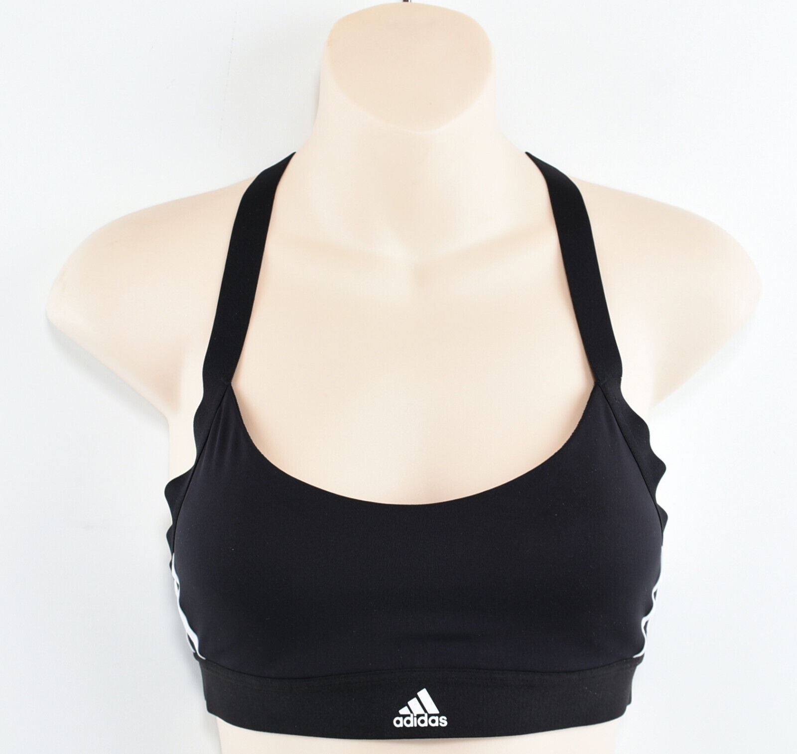 ADIDAS Women's ALL ME 3-Stripe Sports Bra, Light Support, Black, size S /UK 8-10