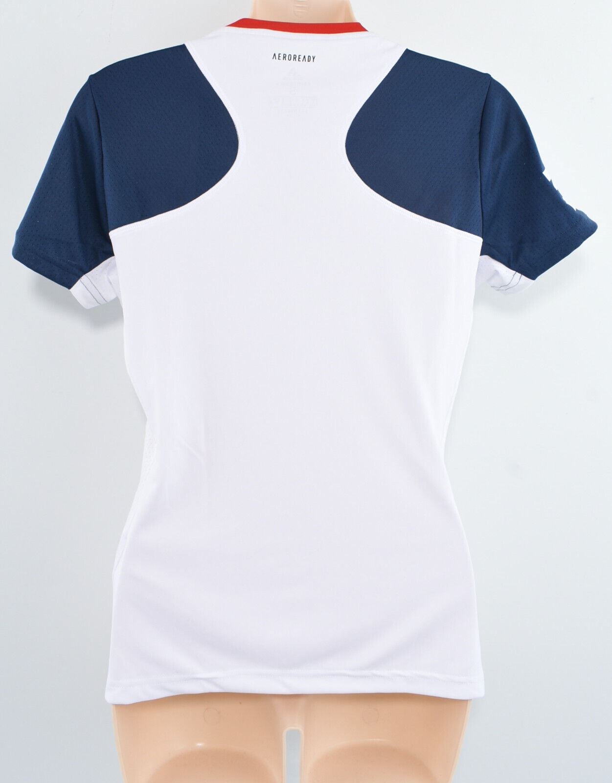 ADIDAS Women's Primegreen Club Tee, Aeroready, White/Navy Blue, size M /UK 12-14