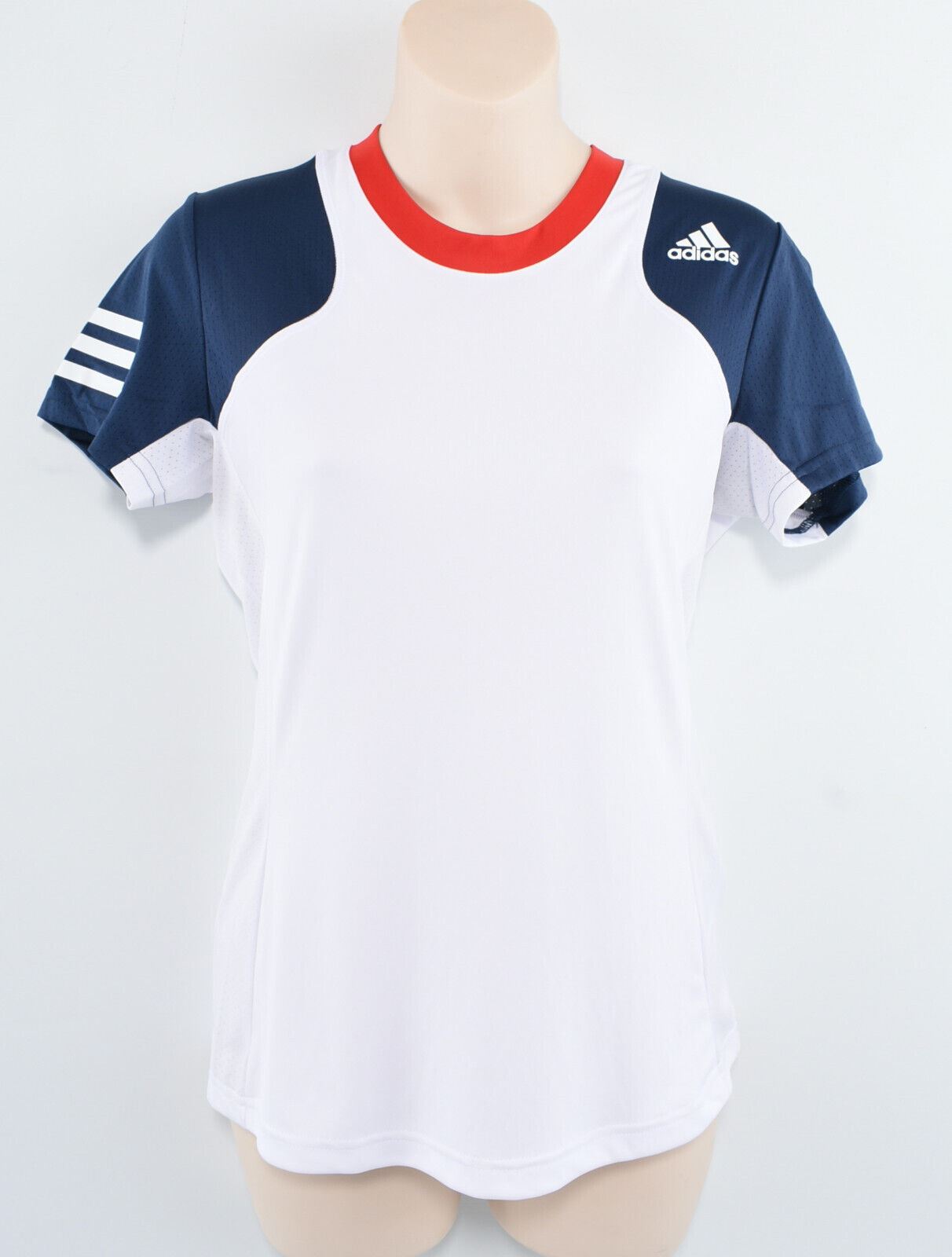 ADIDAS Women's Primegreen Club Tee, Aeroready, White/Navy Blue, size S /UK 8-10