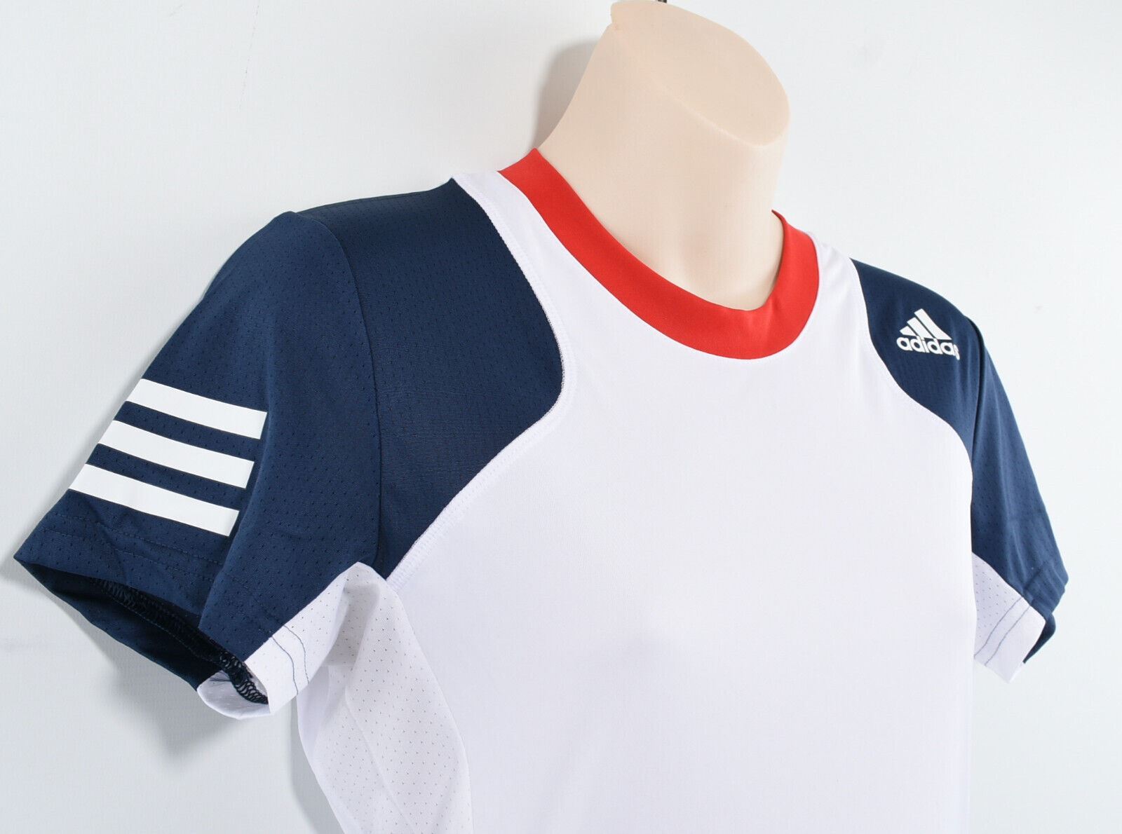 ADIDAS Women's Primegreen Club Tee, Aeroready, White/Navy Blue, size S /UK 8-10