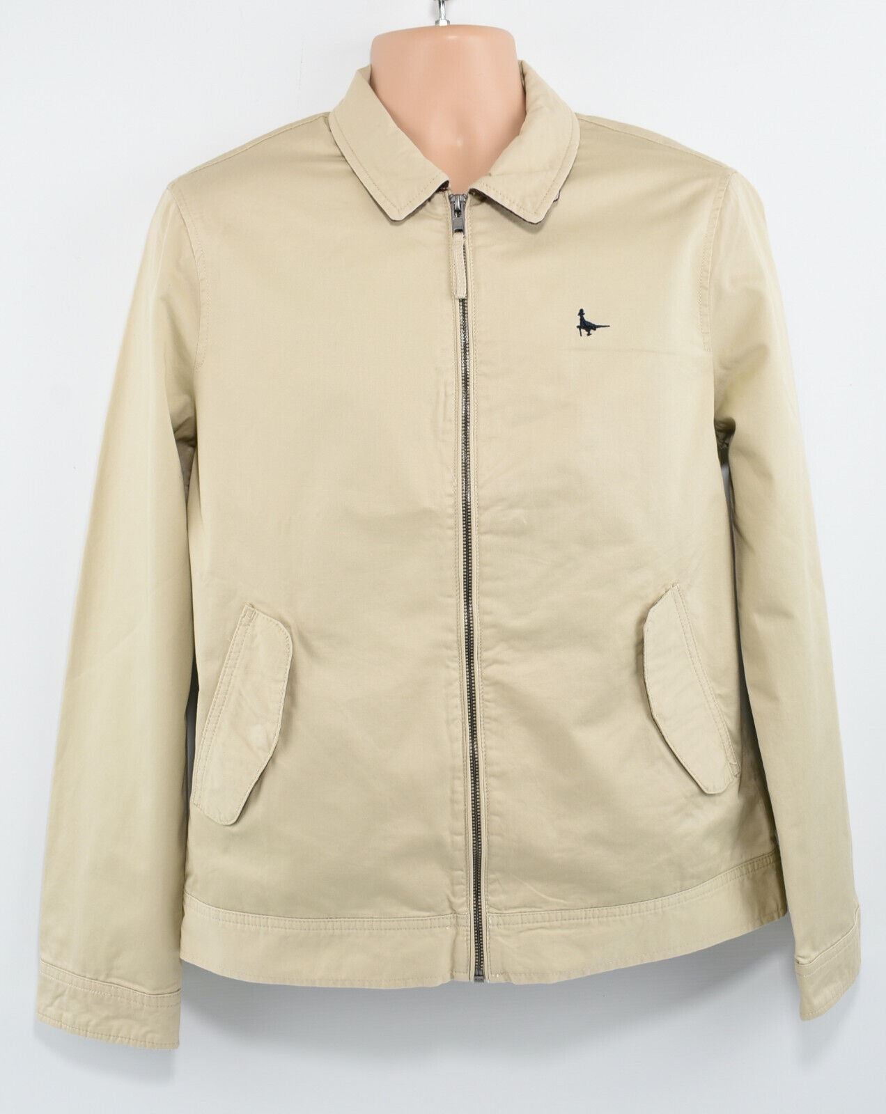 JACK WILLS Men's Harrington Zip Jacket, Stone Beige, size SMALL