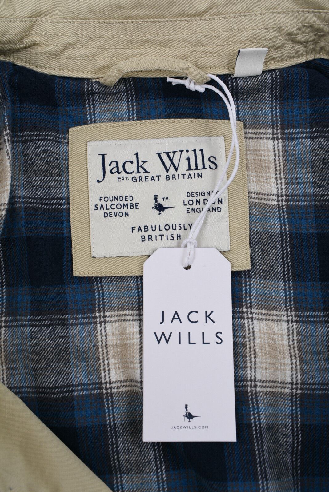 JACK WILLS Men's Harrington Zip Jacket, Stone Beige, size SMALL