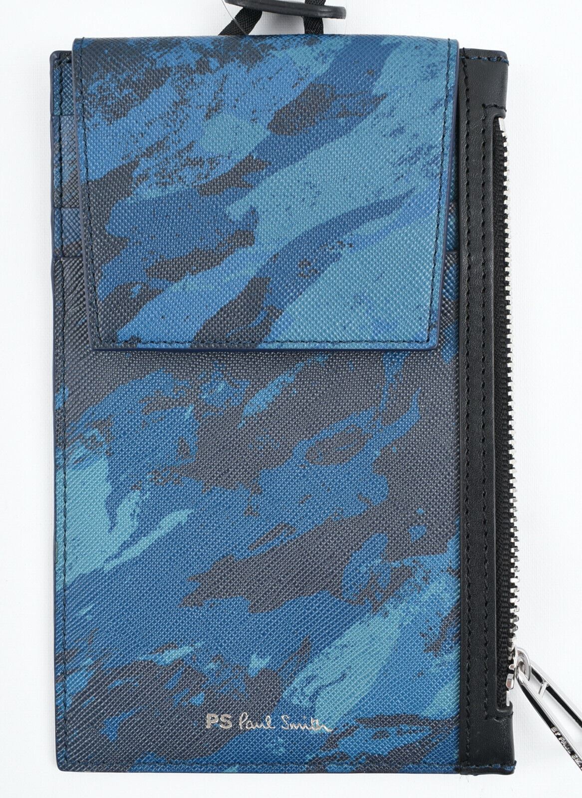 PS PAUL SMITH Neck Leather Pouch Wallet, Blue/Camouflage, Unisex