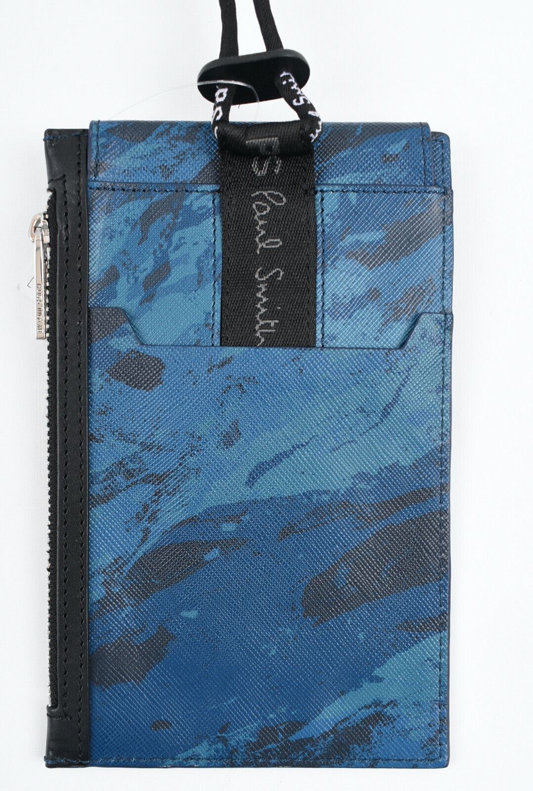 PS PAUL SMITH Neck Leather Pouch Wallet, Blue/Camouflage, Unisex