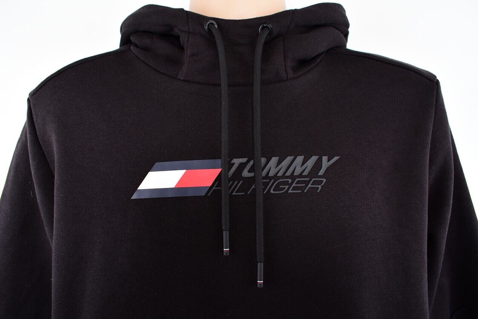 TOMMY HILFIGER Men's Hooded Sweatshirt, Logo Hoodie, Dark Navy Blue, size SMALL