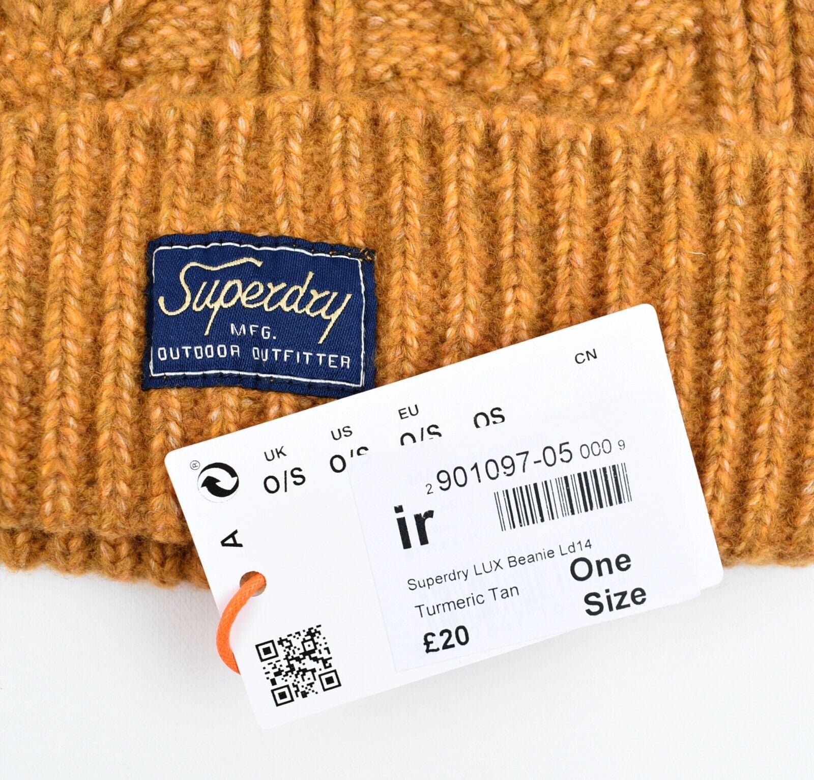 SUPERDRY Women's LUX Cable Beanie Bobble Hat, Tumeric Tan Brown, One Size