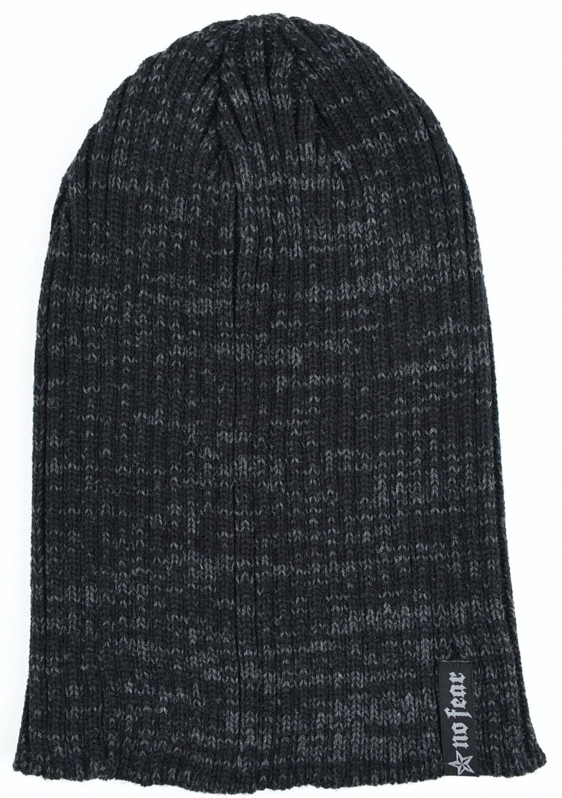 NO FEAR Men's Slouch Beanie Hat, Black/Grey, One Size