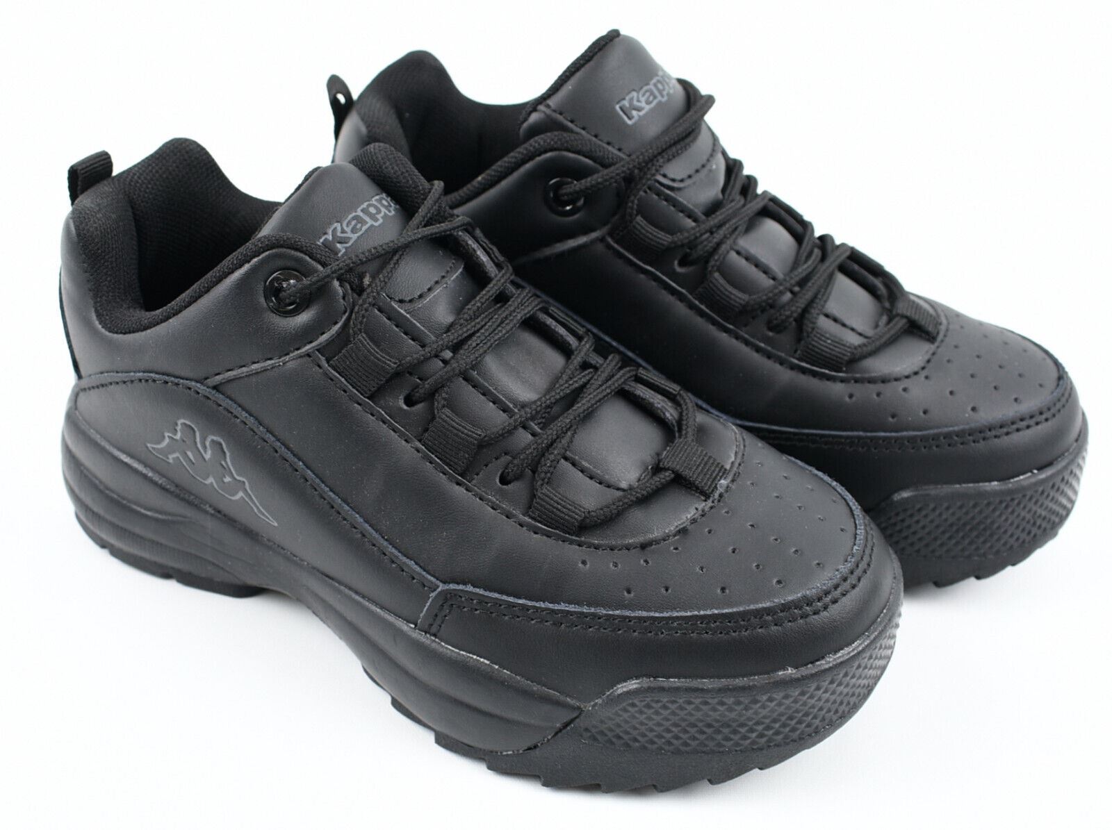 KAPPA Kids' MONTAGUE Trainers, Genuine Leather, Black, size UK kids 12 / EU 30.5