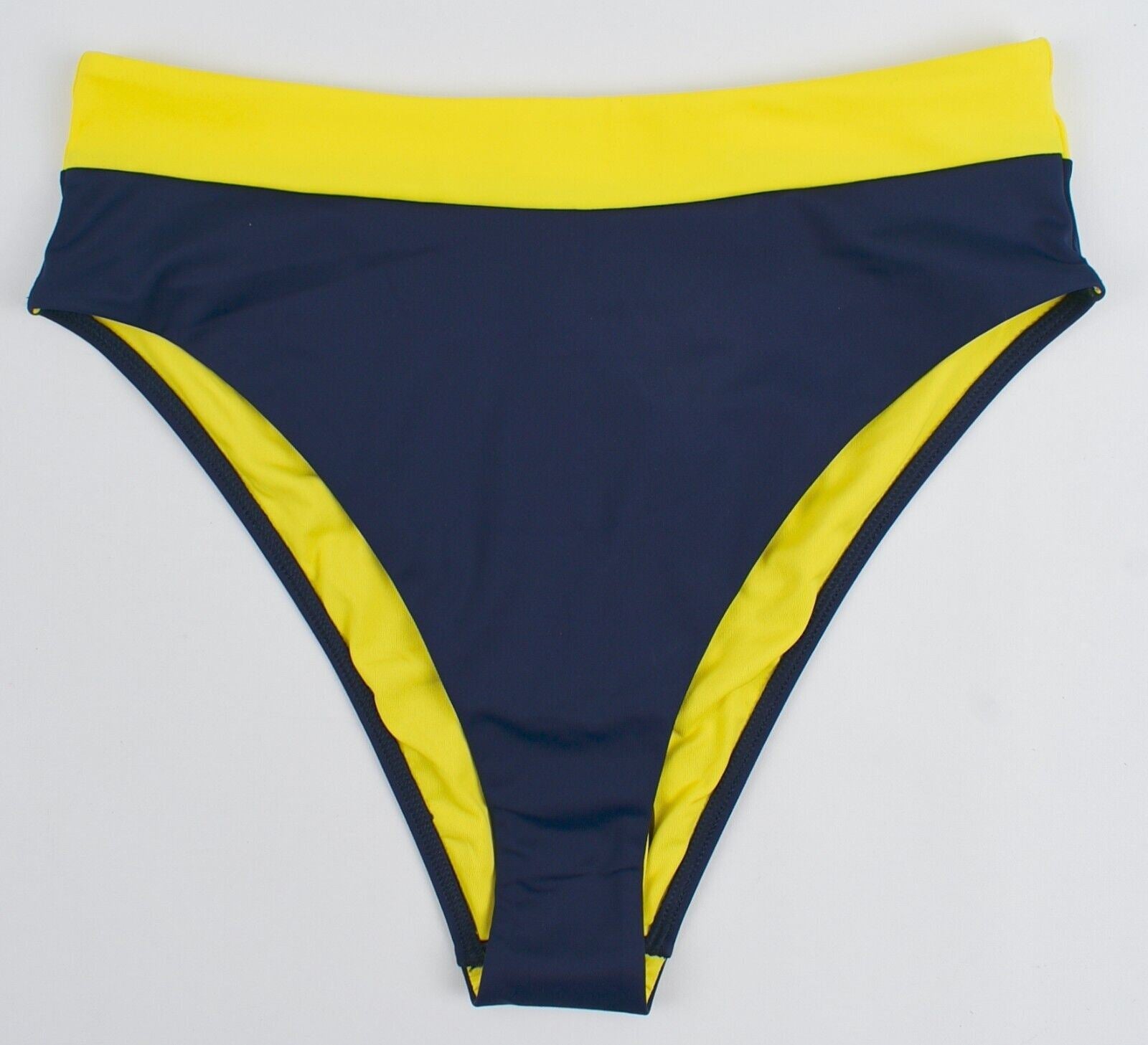 TOMMY HILFIGER Swimwear: Women's Cheeky Bikini Bottoms, Blue/Bold Yellow, size S