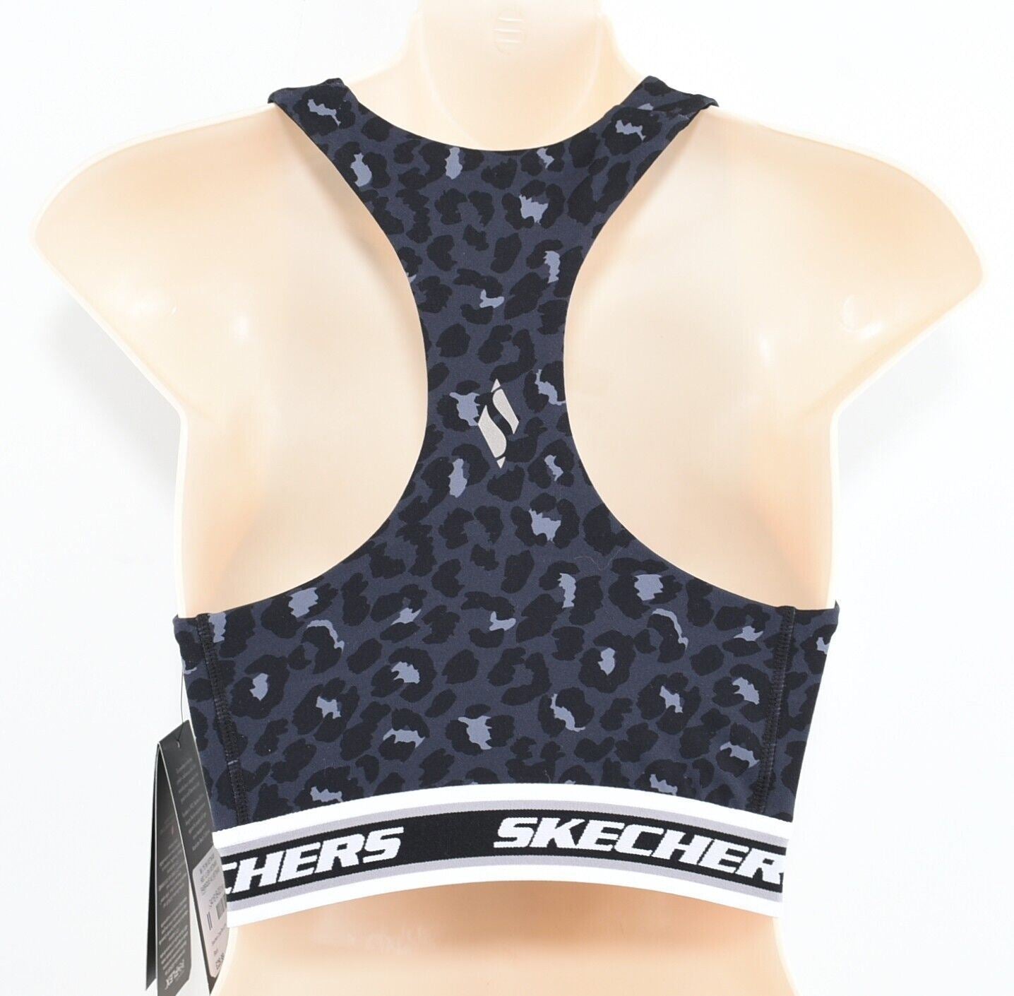 SKECHERS Women's GO FLEX Workout Bra Top, Black/Leopard Print, size XS /UK 8