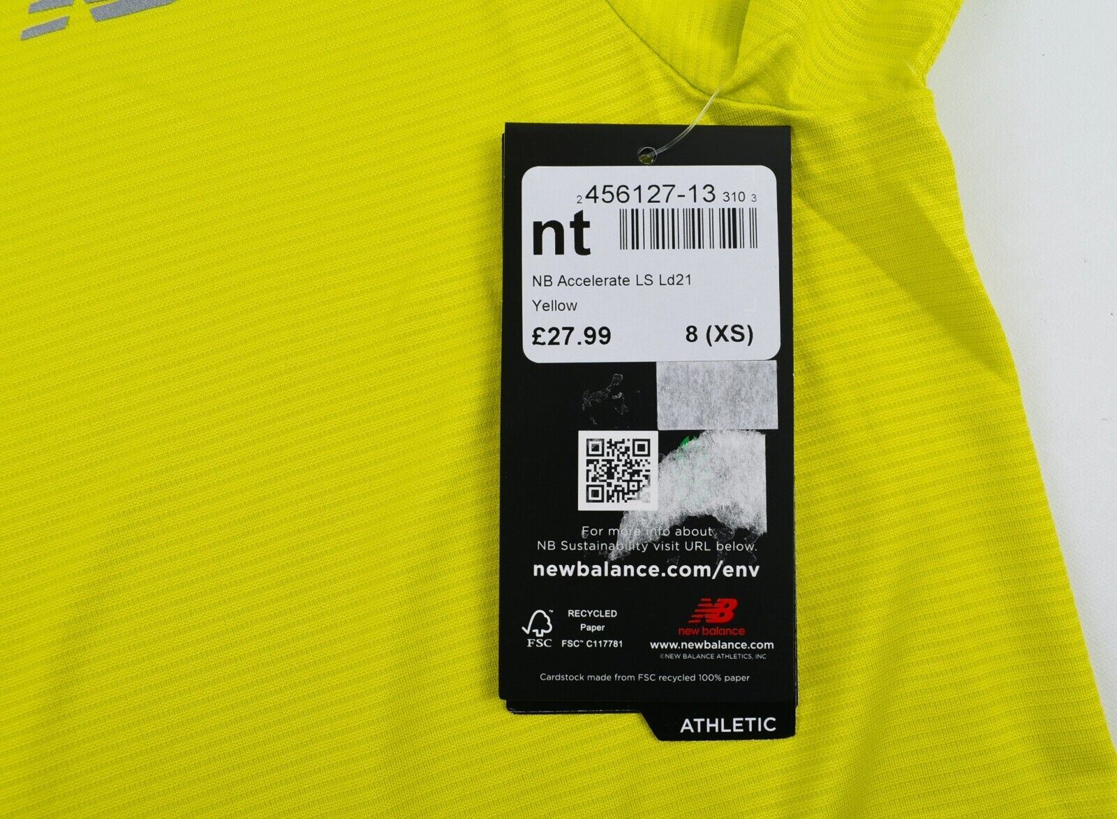 NEW BALANCE Women's ACCELERATE Long Sleeve Running Top, Neon Yellow, size XS /8