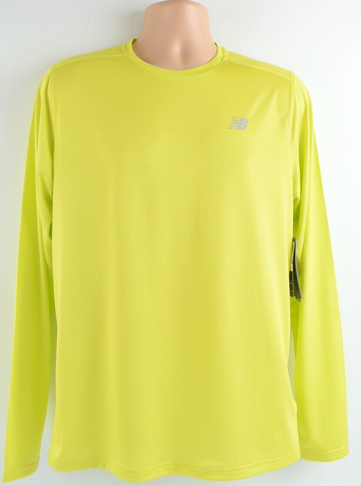 NEW BALANCE Men's ACCELERATE Long Sleeve Running Top, Neon Yellow, size SMALL
