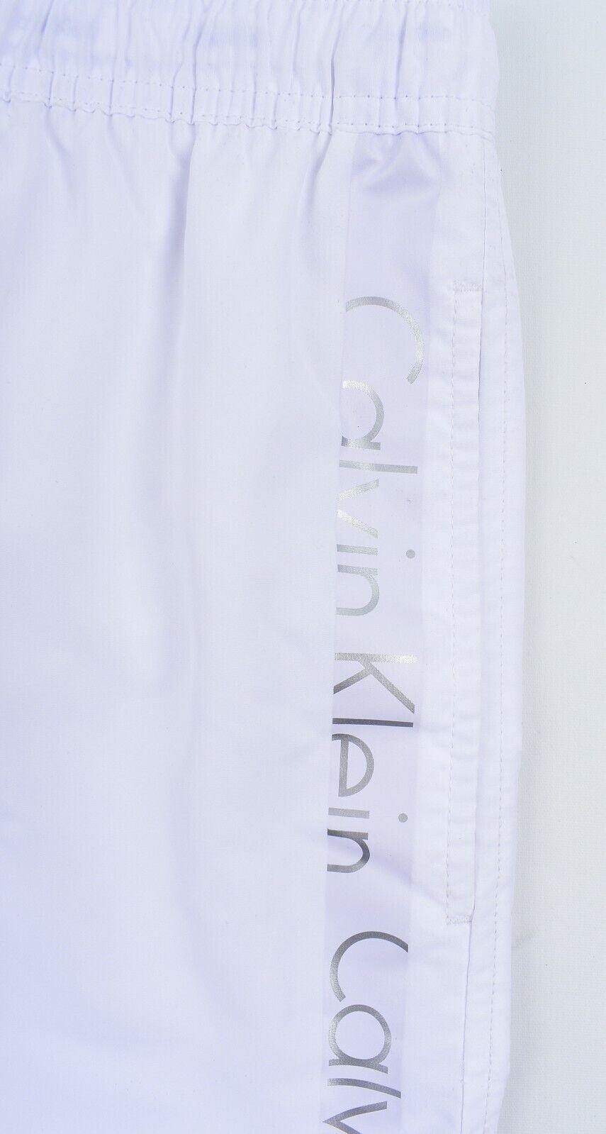 CALVIN KLEIN Men's Swim Shorts, White /Side Logo Stripe, size XL