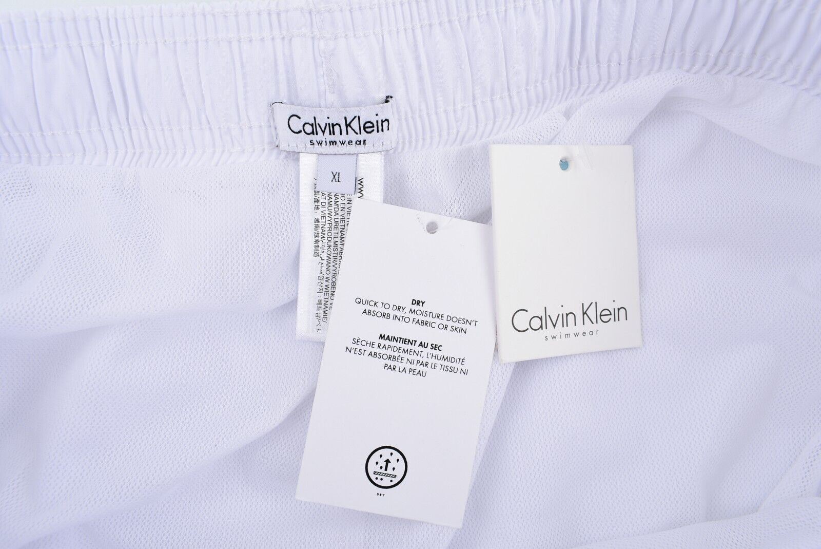 CALVIN KLEIN Men's Swim Shorts, White /Side Logo Stripe, size XL