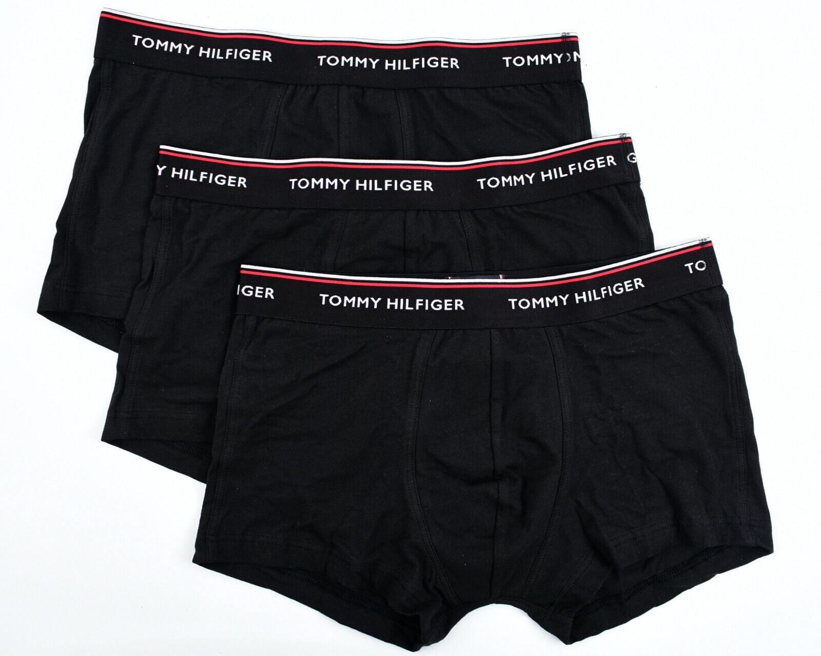 TOMMY HILFIGER Underwear: Men's 3-Pack Low Rise Boxer Trunks, Black, size SMALL