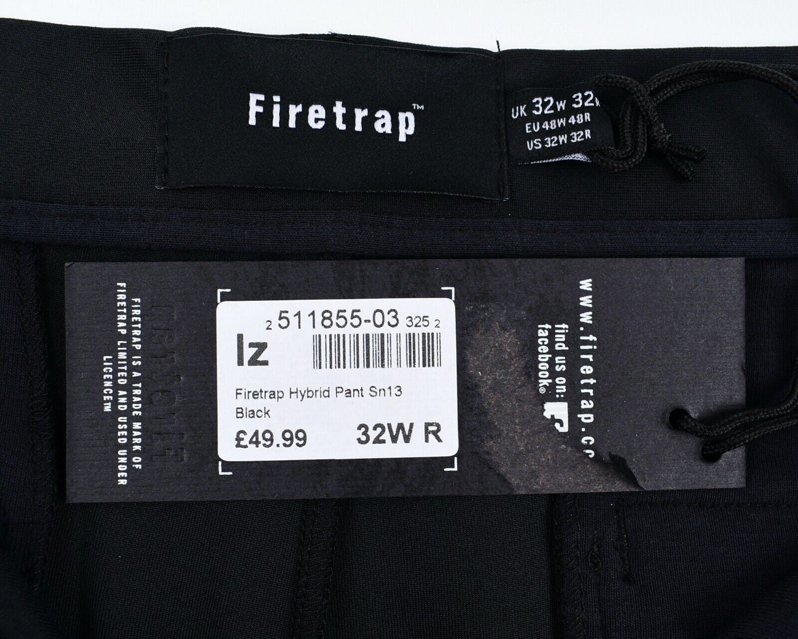 FIRETRAP Men's Hybrid Jersey Chino Pants, Black, size W32 R