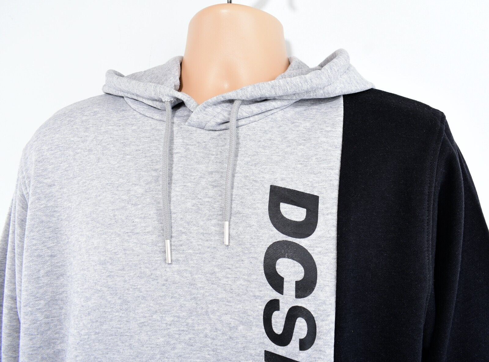 DC Men's STUDLEY CREW Hoodie Sweatshirt, Grey/Black, size SMALL