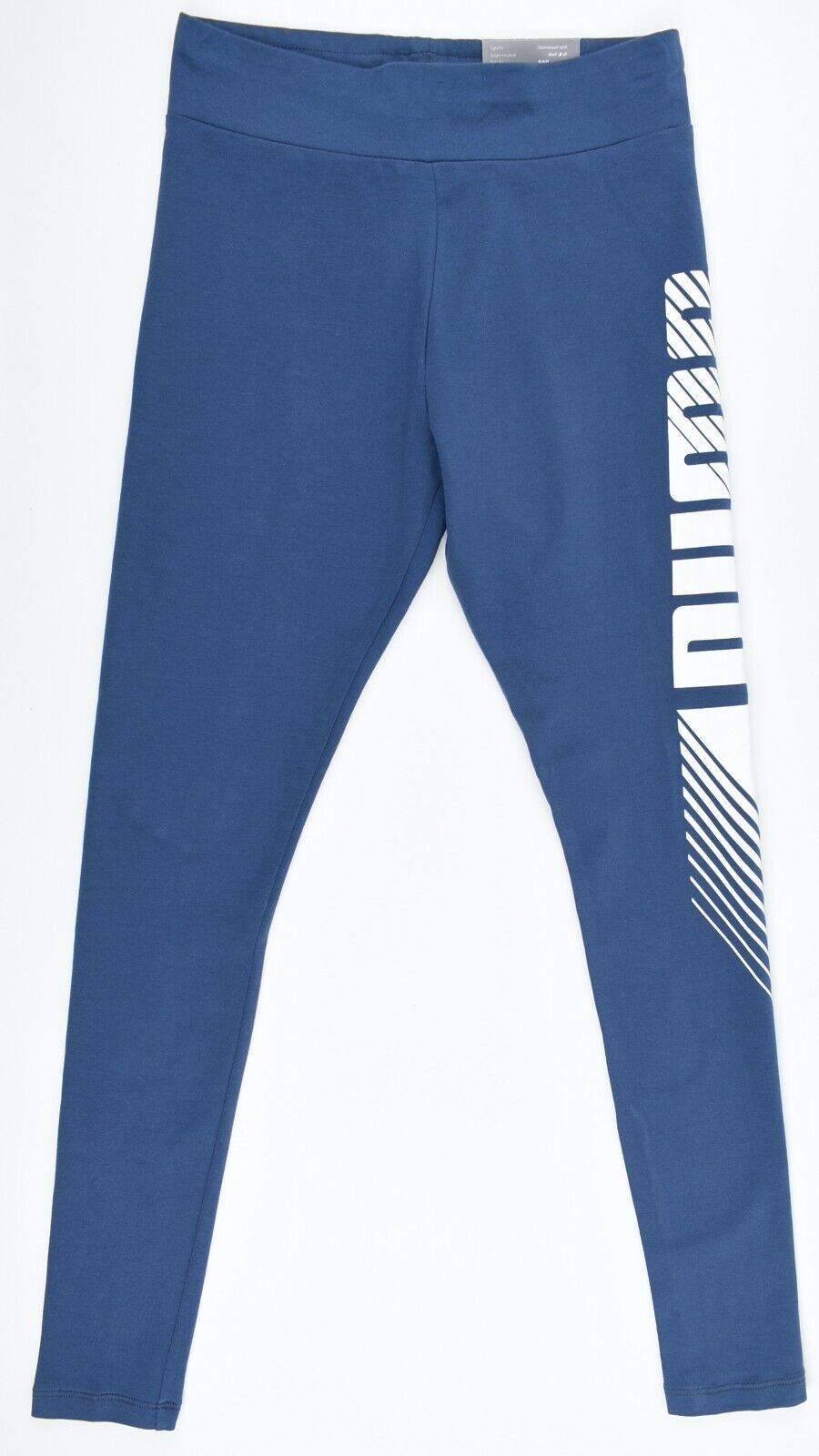 PUMA Women's Cotton Leggings, Denim Blue & White Logo, size XS /UK 8