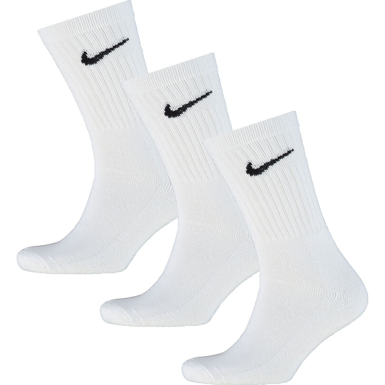 NIKE Men's 3-pack Cotton Rich Cushioned Sports Socks, White, size UK 8-11