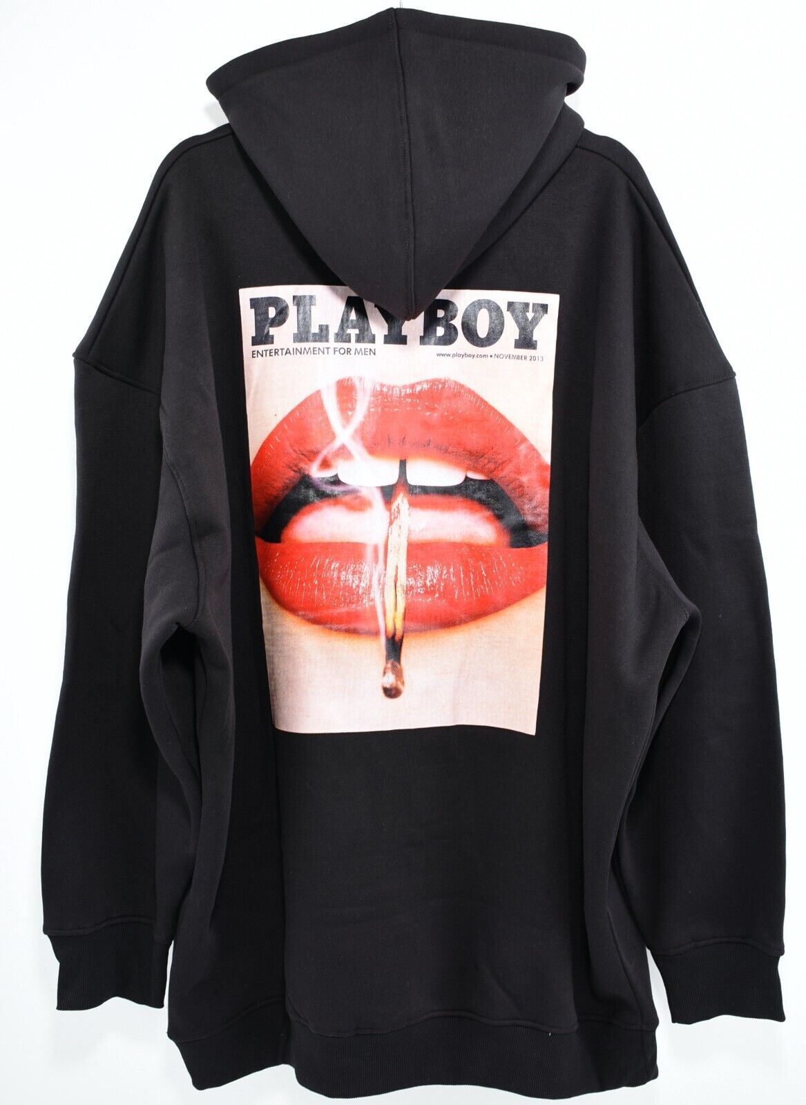 PLAYBOY x MISSGUIDED Plus Match Print Hooded Sweat Dress, Black, size UK 16