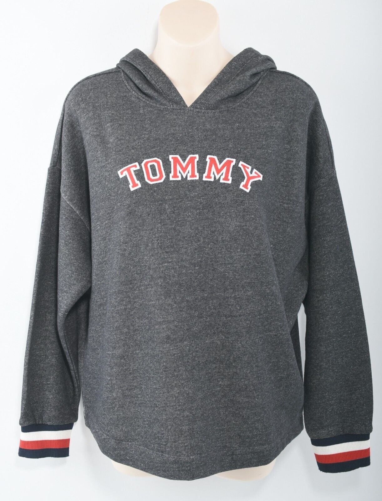 TOMMY HILFIGER Women's Batwing Sleeve Hoodie Sweatshirt, Grey, size M /UK 12