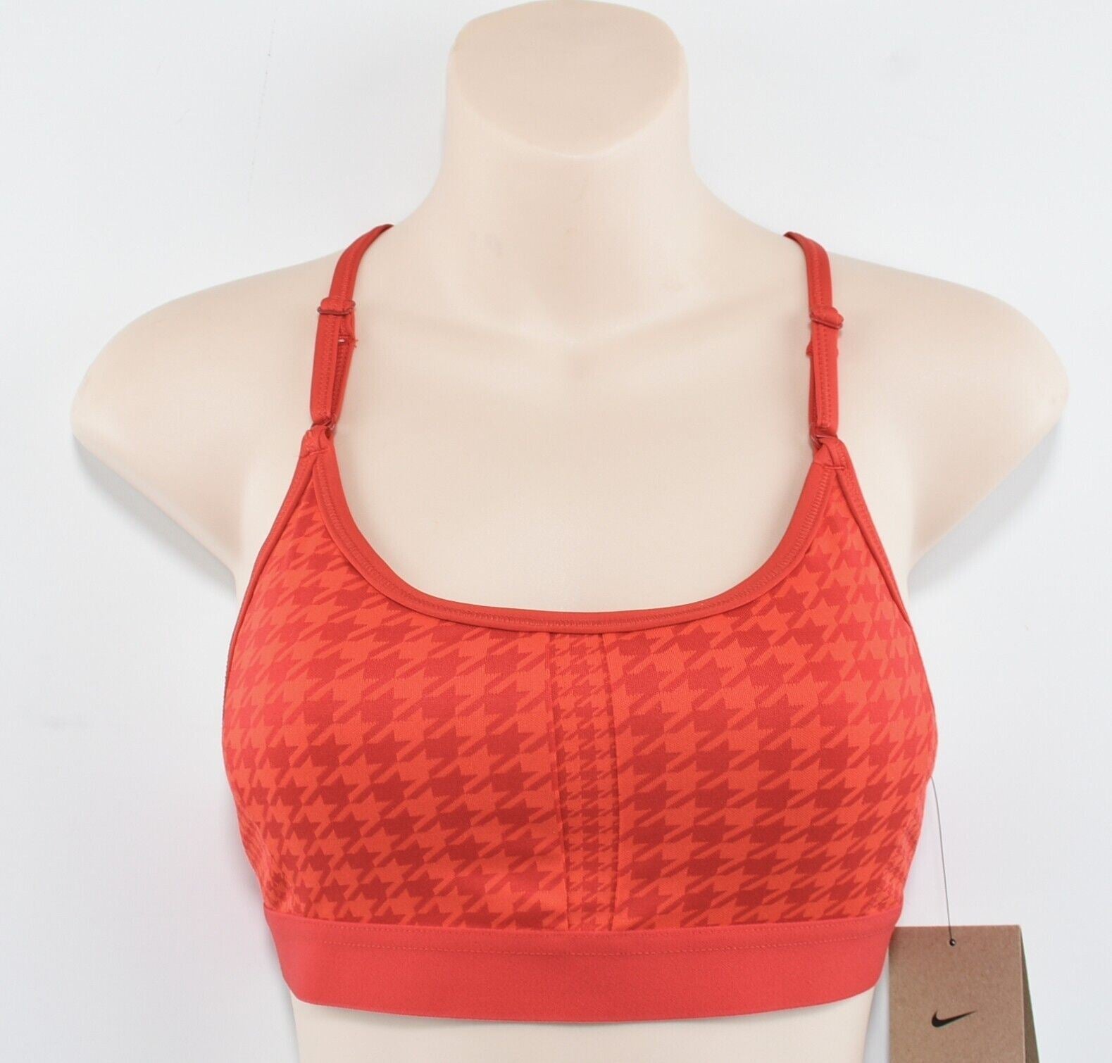 NIKE Women's ICON CLASH Women's Sports Bra, Red/Houndstooth, size S /UK 10