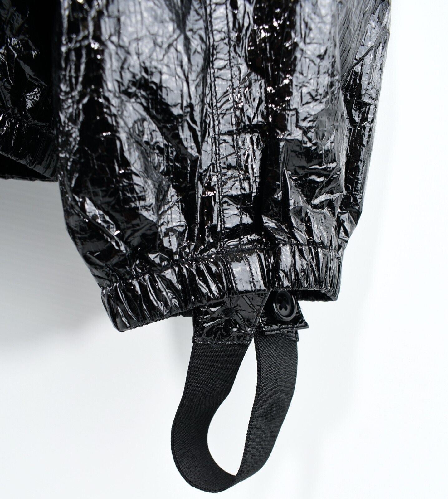 HELMUT LANG Women's MYLAR Crinkled Bomber Jacket, Black, size LARGE