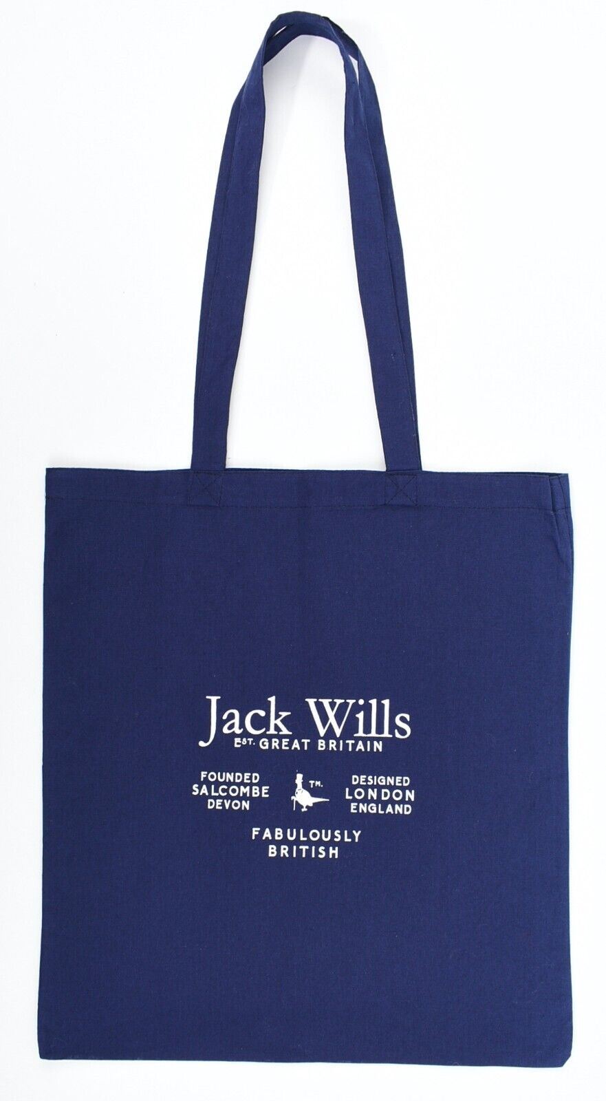 JACK WILLS Cotton Reusable Shopping Tote Bag, Navy Blue, 38cm x 41cm