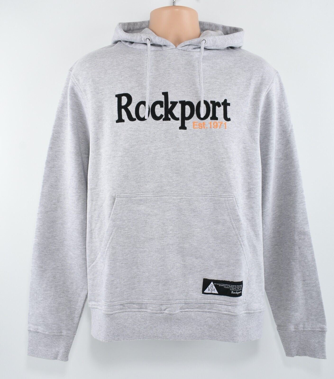 ROCKPORT Men's MOTION Hooded Sweatshirt, Hoodie, Grey Marl, size SMALL