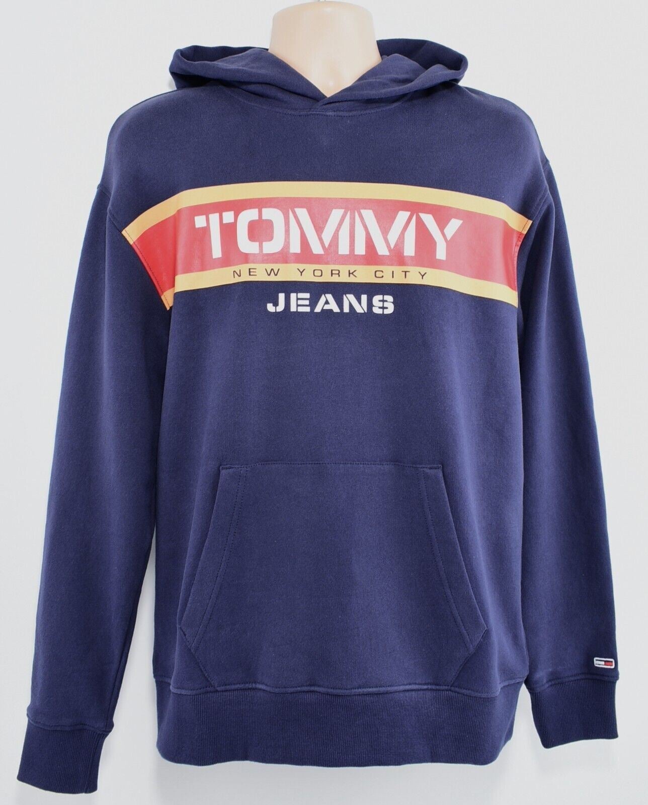 TOMMY HILFIGER TOMMY JEANS Men's Panel Logo Hoodie Sweatshirt, Navy Blue, size S