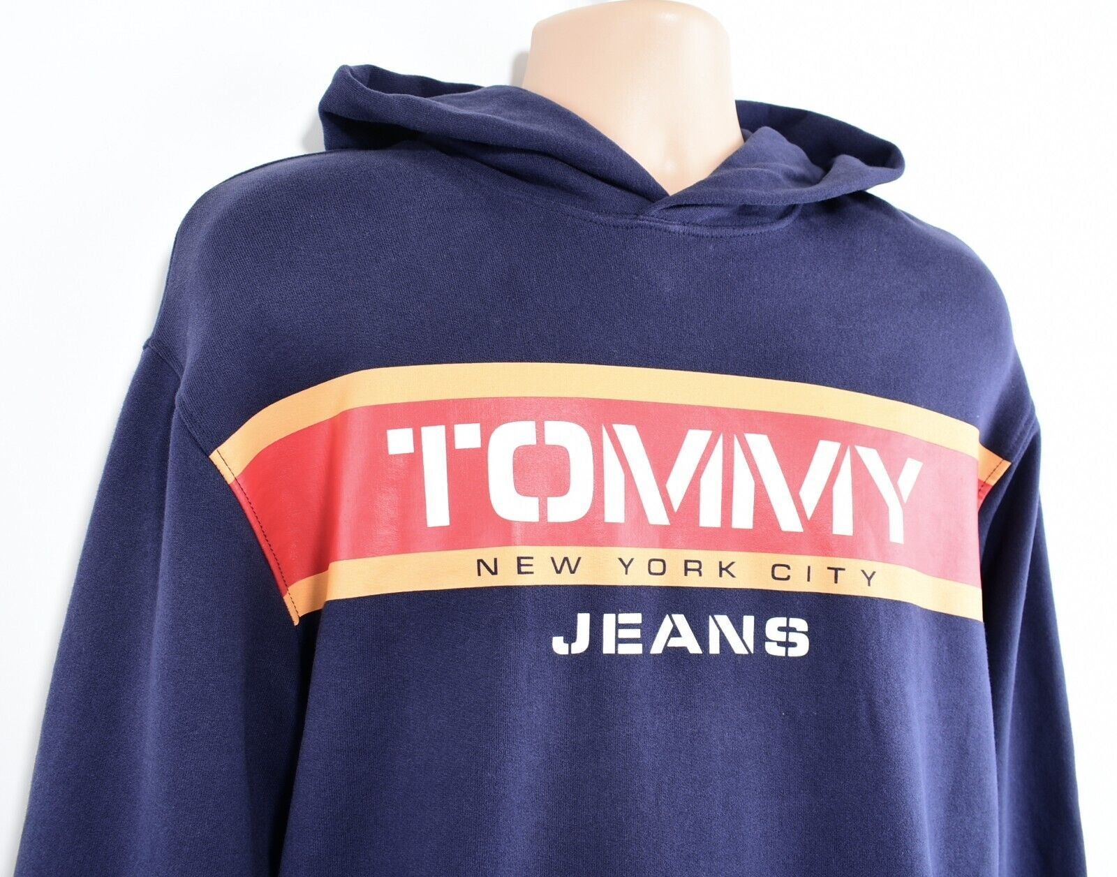 TOMMY HILFIGER TOMMY JEANS Men's Panel Logo Hoodie Sweatshirt, Navy Blue, size S