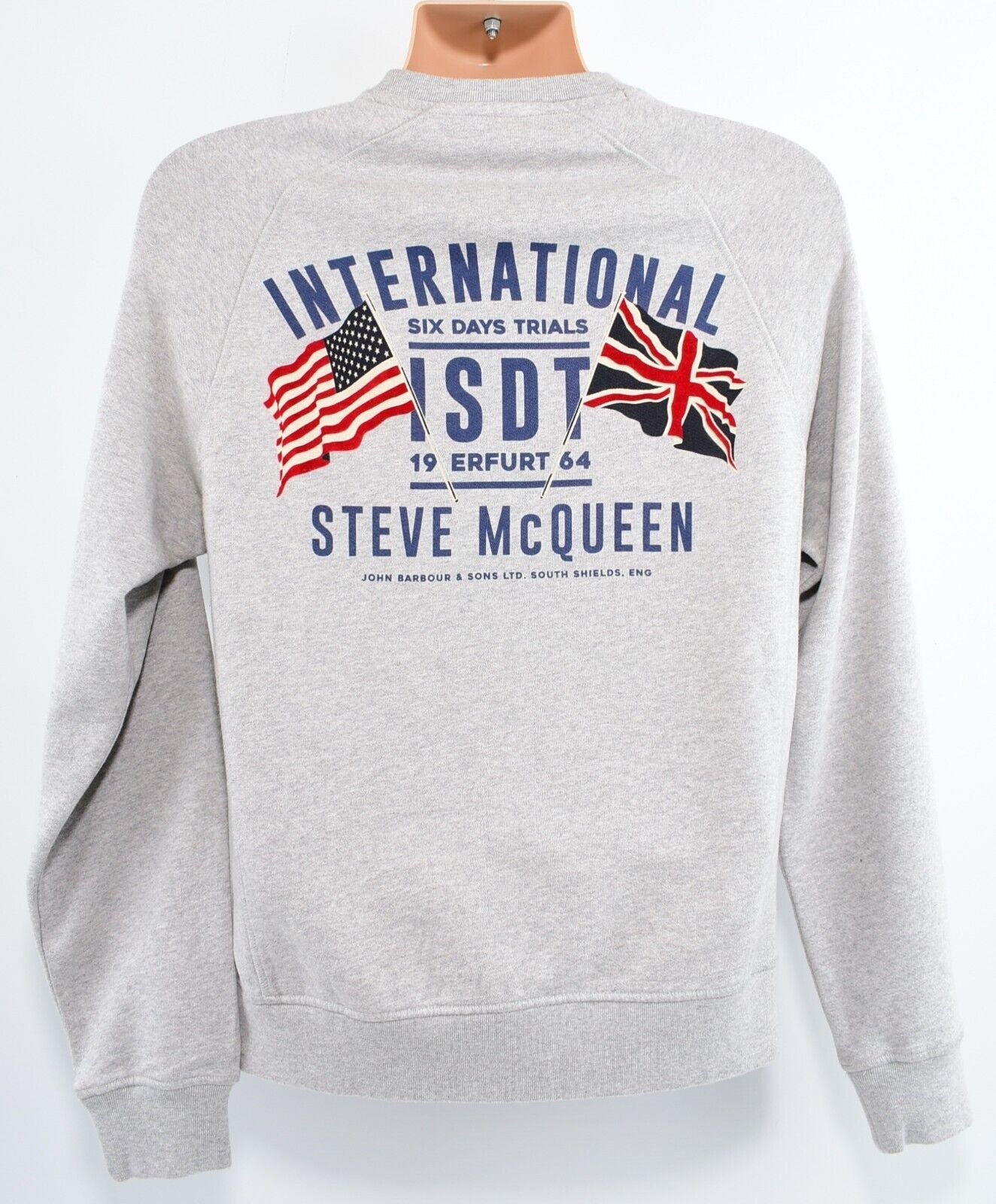 BARBOUR INTERNATIONAL Steve McQueen Flags Men's Sweatshirt Grey, size SMALL