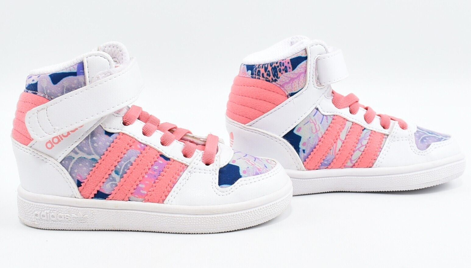 ADIDAS Girls' PROP PLAY 2 High Top Trainers, White-Pink, size infant UK 5 /EU 21