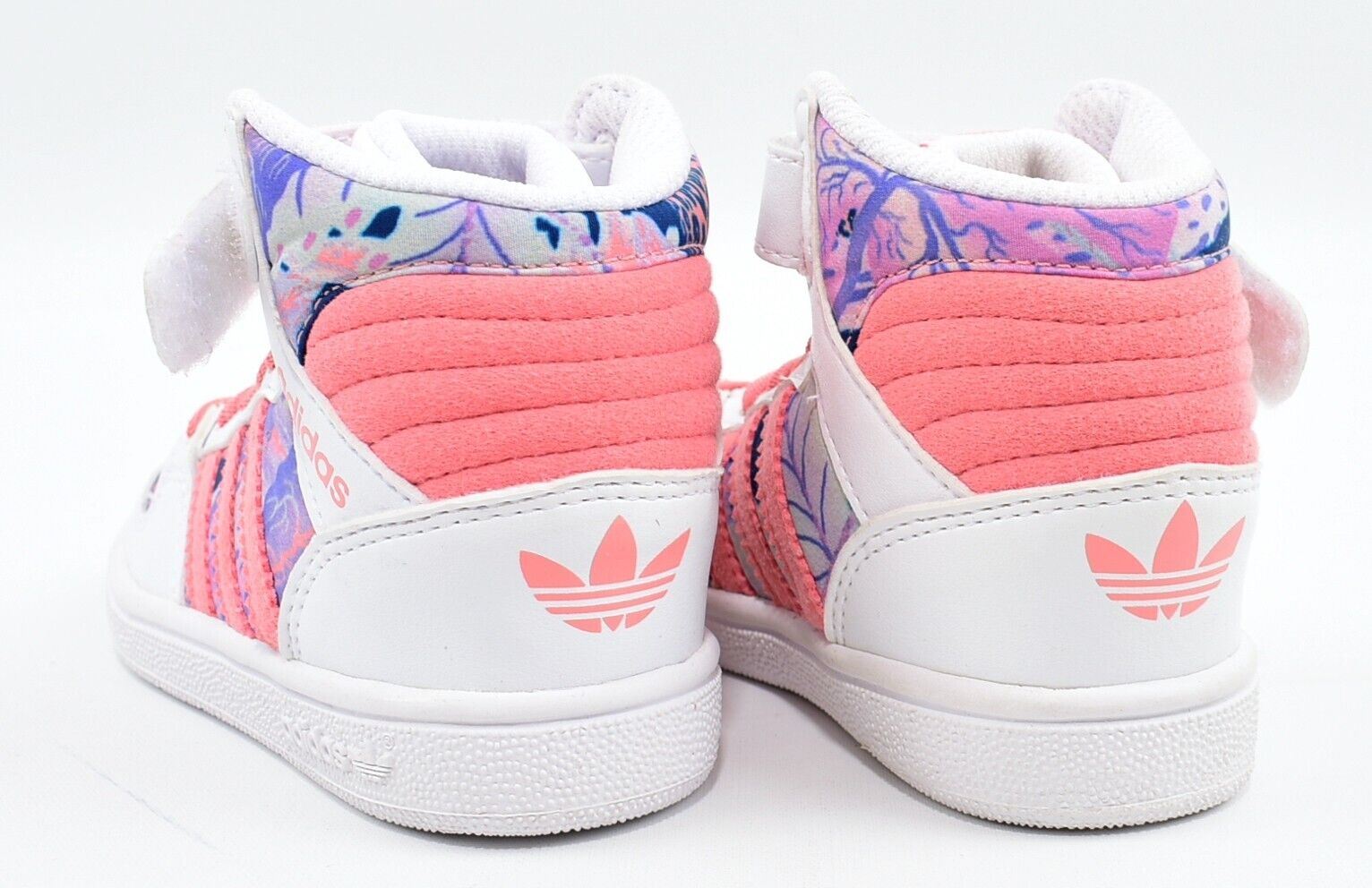 ADIDAS Girls' PROP PLAY 2 High Top Trainers, White-Pink, size infant UK 5 /EU 21