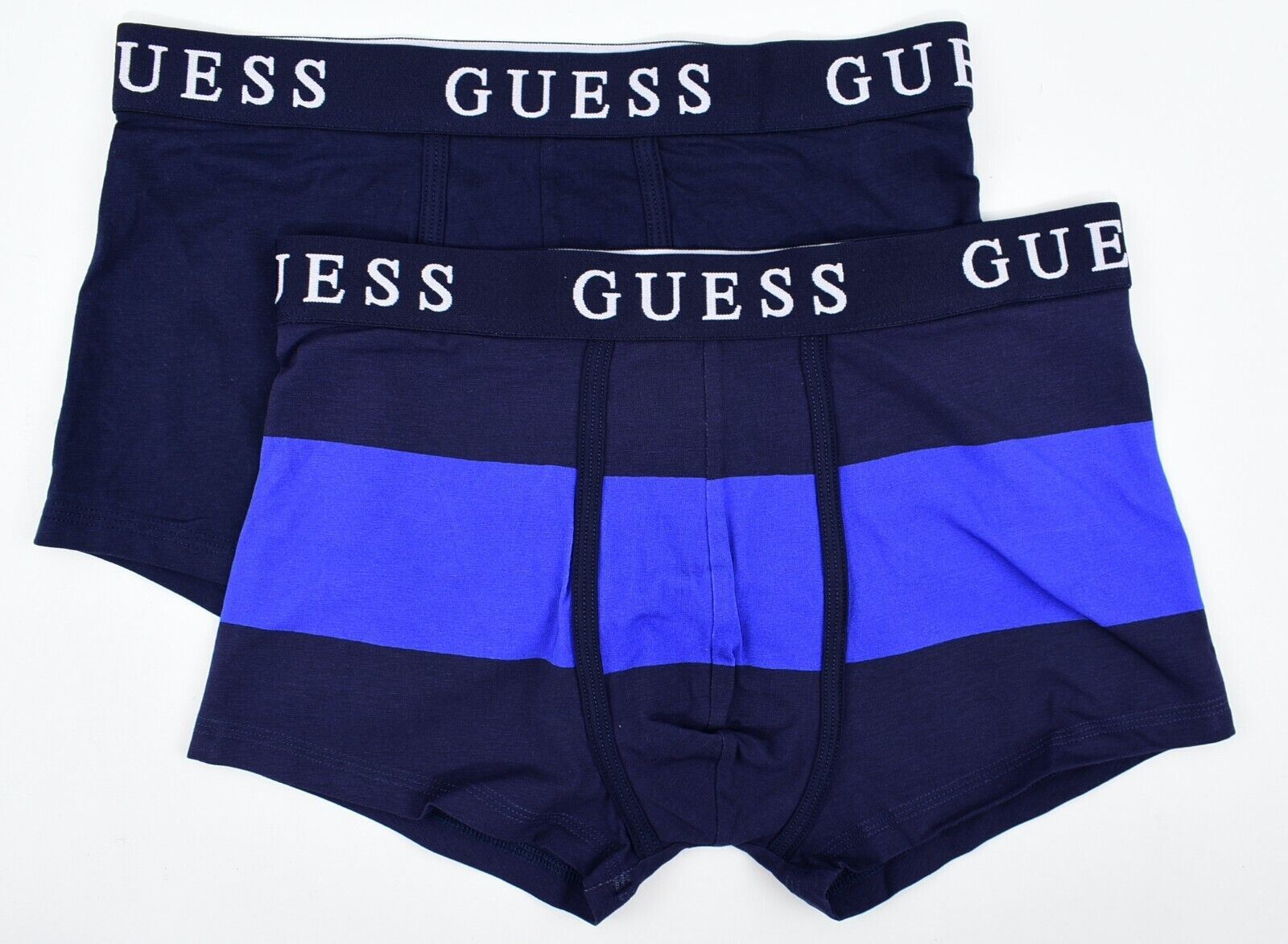 GUESS Underwear: Men's 3-Pack Logo Boxer Trunks, Grey/Navy Blue/Blue, size SMALL